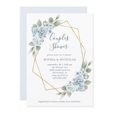 Dusty Blue Floral and Eucalyptus | Couples Shower Invitations