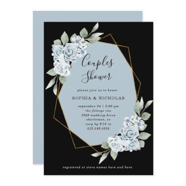 Dusty Blue Floral and Eucalyptus | Couples Shower Invitations