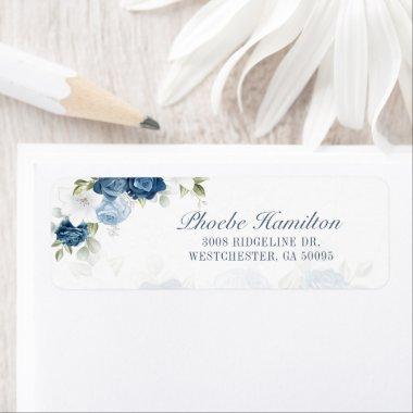 Dusty Blue Floral Bloom Eucalyptus Return Address Label