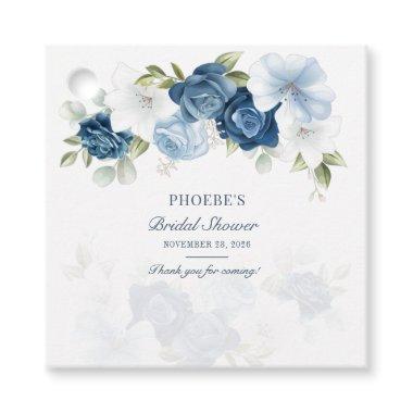 Dusty Blue Floral Bloom Eucalyptus Succulent Favor Tags