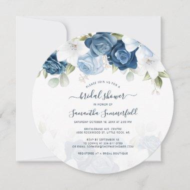 Dusty Blue Floral Botanical Bridal Shower Invitations