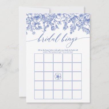 Dusty Blue Floral Bridal Bingo Bridal Shower Game Invitations