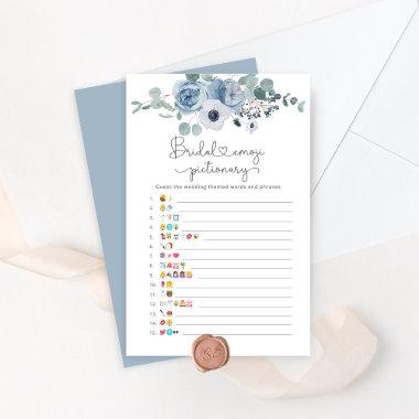 Dusty blue floral bridal emoji pictionary game