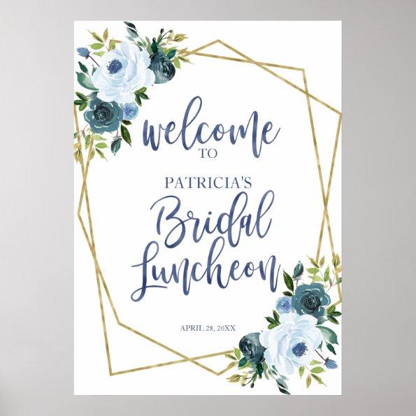 Dusty Blue Floral Bridal Luncheon Welcome Sign