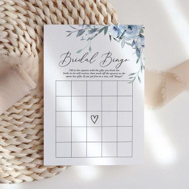 Dusty Blue Floral Bridal Shower Bingo Game Invitations