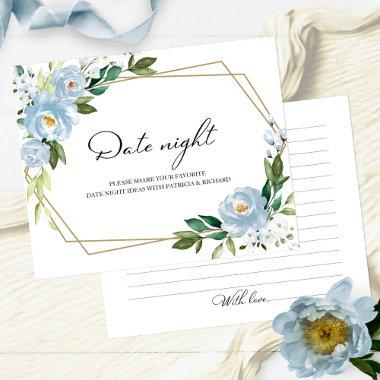 Dusty Blue Floral Bridal Shower Date Night Invitations