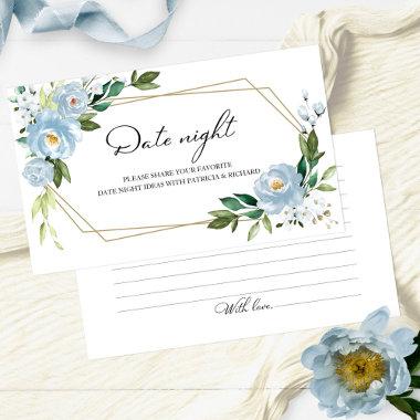 Dusty Blue Floral Bridal Shower Date Night Invitations