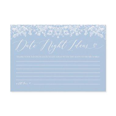 Dusty Blue Floral Bridal Shower Date Night Ideas Enclosure Invitations