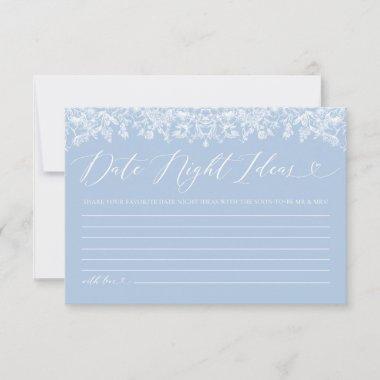 Dusty Blue Floral Bridal Shower Date Night Ideas Invitations