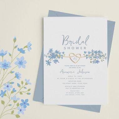 Dusty Blue Floral Bridal Shower Invitations