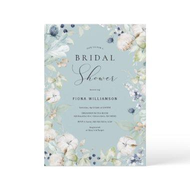 Dusty Blue Floral Bridal Shower Invitations