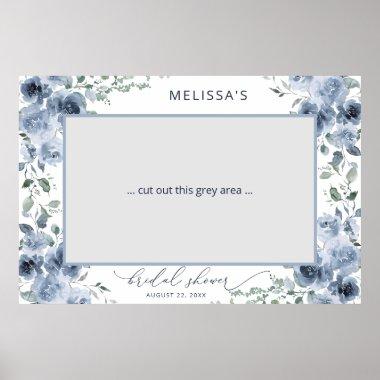 Dusty Blue Floral Bridal Shower Photo Booth Poster