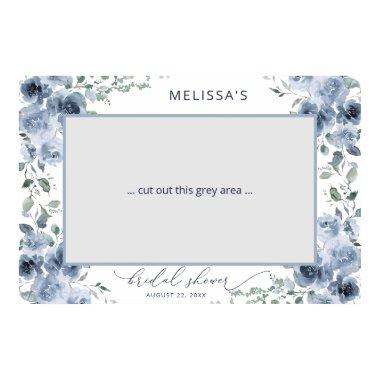 Dusty Blue Floral Bridal Shower Photo Booth Poster