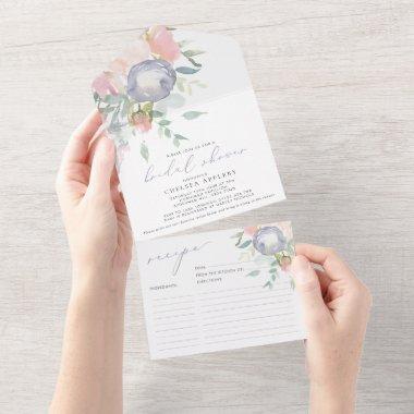 Dusty Blue Floral  Recipe  Invite