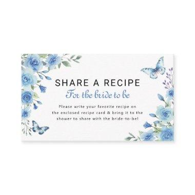 Dusty Blue Floral  Recipe Request Enclosure