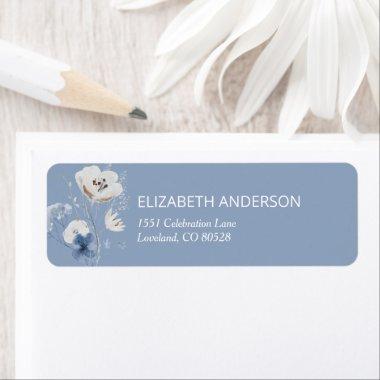 Dusty Blue Floral Bridal Shower Return Address Label
