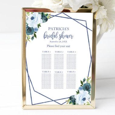 Dusty Blue Floral Bridal Shower Seating Chart