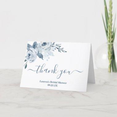 Dusty Blue Floral bridal shower Thank You Invitations
