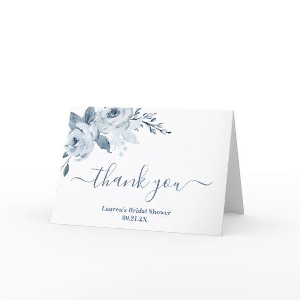 Dusty Blue Floral bridal shower Thank You Invitations