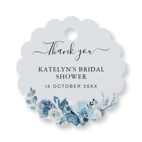dusty blue floral  thank you favor tags
