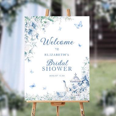 Dusty Blue Floral Bridal Shower Welcome Foam Board