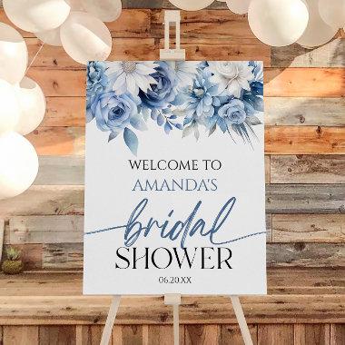 Dusty Blue Floral Bridal Shower Welcome Sign