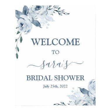 Dusty Blue Floral  Welcome sign