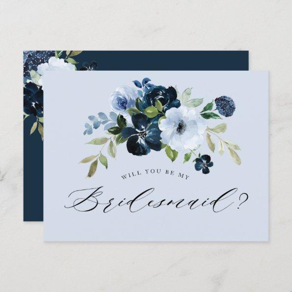 dusty blue floral bridesmaid proposal Invitations