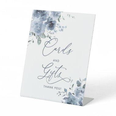 Dusty Blue Floral Invitations and Gifts Pedestal Sign