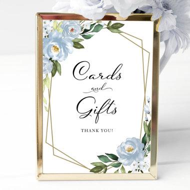 Dusty Blue Floral Invitations And Gifts Sign