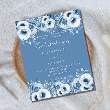 Dusty blue floral chic budget wedding