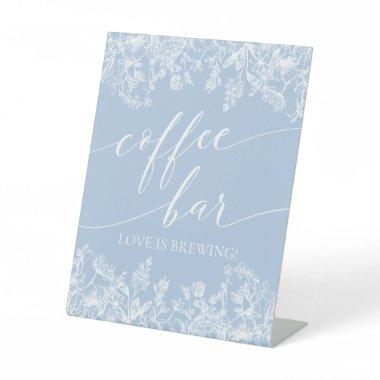 Dusty Blue Floral Coffee Bar Love is Brewing Sign