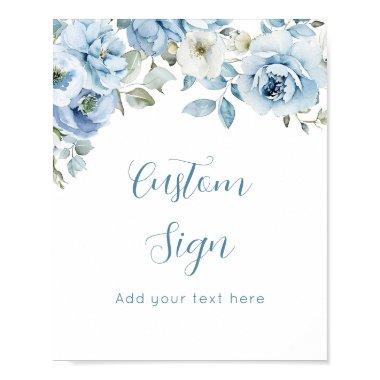 Dusty Blue floral Custom Poster