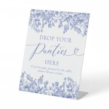 Dusty Blue Floral Drop Your Panties Here Game Sign
