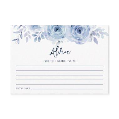 Dusty Blue Floral Flower Bridal Shower Advice Card