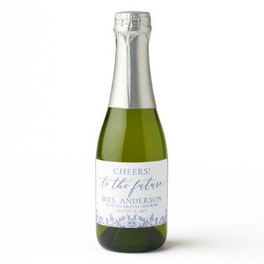 Dusty Blue Floral Future Mrs.  Sparkling Wine Label