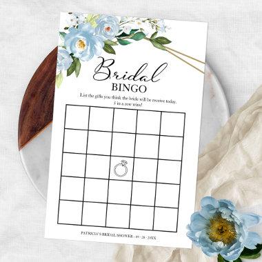 Dusty Blue Floral Geometric Bridal Shower Bingo Flyer