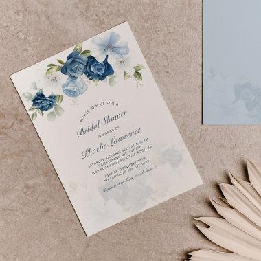 Dusty Blue Floral Greenery Botanical