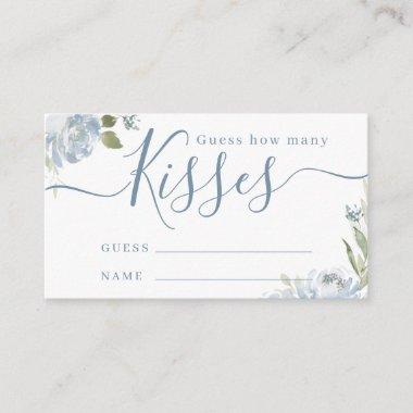 Dusty blue floral guess how many kisses game enclosure Invitations