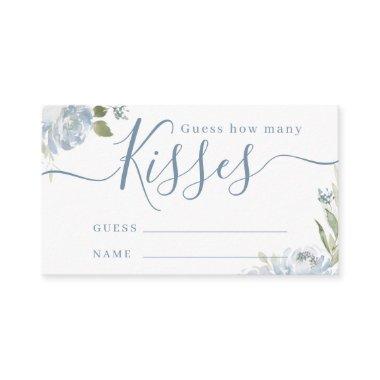 Dusty blue floral guess how many kisses game enclosure Invitations