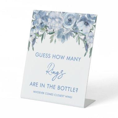Dusty Blue Floral Guess How Many Rings Game Sign