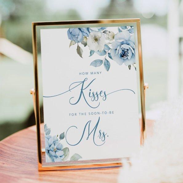 Dusty blue floral how many kisses  poster