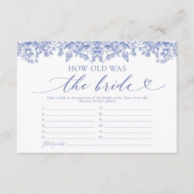 Dusty Blue Floral How Old Was The Bride Game Enclosure Invitations