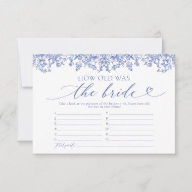 Dusty Blue Floral How Old Was The Bride Game Invitations