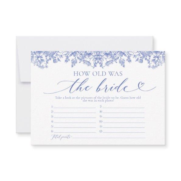 Dusty Blue Floral How Old Was The Bride Game