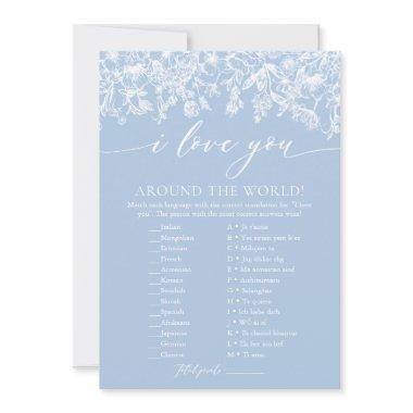 Dusty Blue Floral I Love You Around the World Game