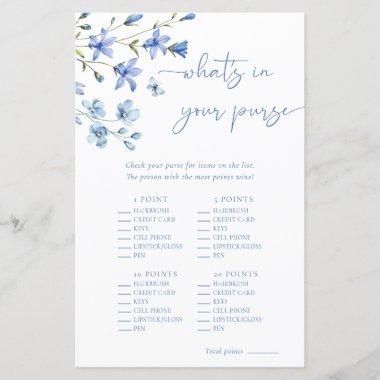 Dusty Blue Floral In Your Purse Bridal Shower Game