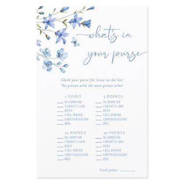 Dusty Blue Floral In Your Purse Bridal Shower Game