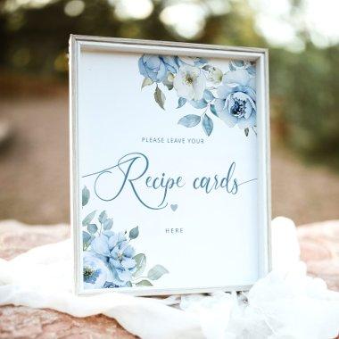 Dusty blue floral leave your recipe  here poster