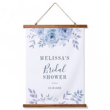 Dusty Blue Floral Lilac Bridal Shower Hanging Tapestry